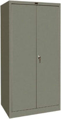 Hallowell - 4 Shelf Locking Storage Cabinet - Steel, 36" Wide x 24" Deep x 72" High, Gray - Exact Tool & Supply