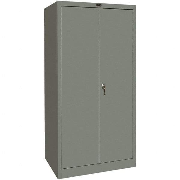 Hallowell - 1 Shelf Wardrobe Storage Cabinet - Steel, 36" Wide x 18" Deep x 72" High, Gray - Exact Tool & Supply