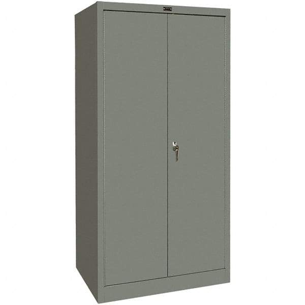 Hallowell - 4 Shelf Combination Storage Cabinet - Steel, 36" Wide x 18" Deep x 72" High, Gray - Exact Tool & Supply