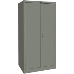 Hallowell - 4 Shelf Combination Storage Cabinet - Steel, 36" Wide x 18" Deep x 72" High, Gray - Exact Tool & Supply