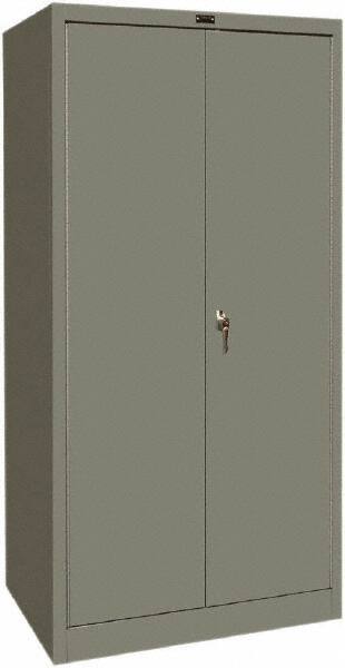 Hallowell - 4 Shelf Combination Storage Cabinet - Steel, 36" Wide x 24" Deep x 72" High, Gray - Exact Tool & Supply