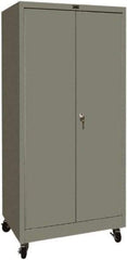 Hallowell - 4 Shelf Mobile Storage Cabinet - Steel, 36" Wide x 24" Deep x 72" High, Gray - Exact Tool & Supply