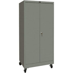 Hallowell - 4 Shelf Mobile Storage Cabinet - Steel, 36" Wide x 24" Deep x 72" High, Gray - Exact Tool & Supply