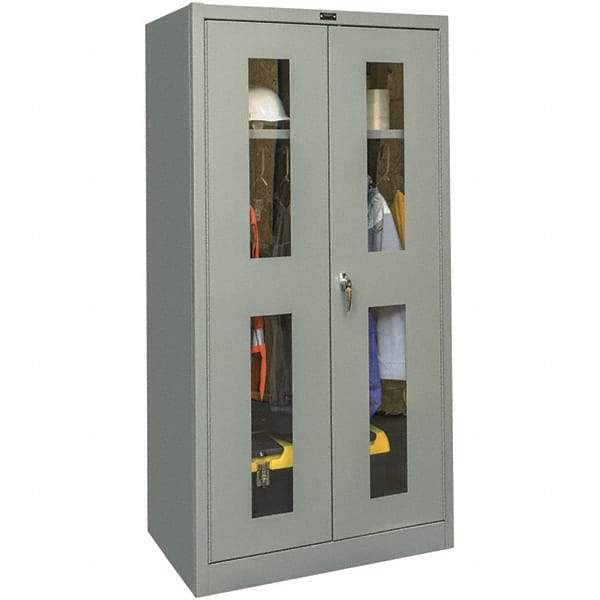 Hallowell - 1 Shelf Wardrobe Storage Cabinet - Steel, 36" Wide x 18" Deep x 72" High, Gray - Exact Tool & Supply