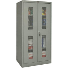 Hallowell - 4 Shelf Locking Storage Cabinet - Steel, 48" Wide x 18" Deep x 72" High, Gray - Exact Tool & Supply