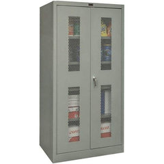Hallowell - 4 Shelf Locking Storage Cabinet - Steel, 48" Wide x 18" Deep x 72" High, Gray - Exact Tool & Supply