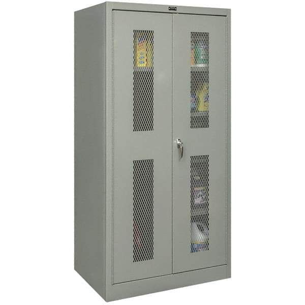 Hallowell - 4 Shelf Combination Storage Cabinet - Steel, 48" Wide x 18" Deep x 72" High, Gray - Exact Tool & Supply