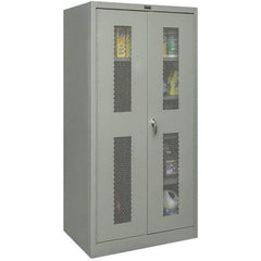 Hallowell - 4 Shelf Combination Storage Cabinet - Steel, 48" Wide x 18" Deep x 72" High, Gray - Exact Tool & Supply