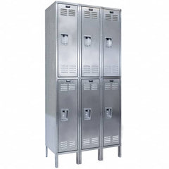 Hallowell - 6 Door, 2 Tier, Stainless Steel Locker - Exact Tool & Supply