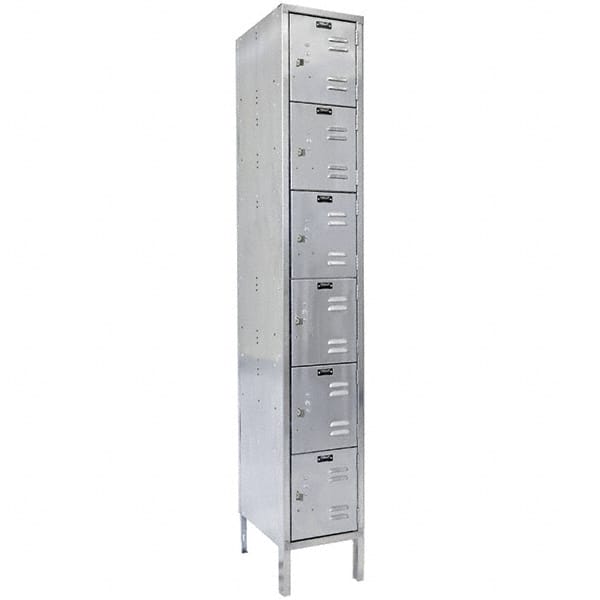 Hallowell - 6 Door, 6 Tier, Stainless Steel Locker - Exact Tool & Supply