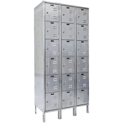 Hallowell - 18 Door, 6 Tier, Stainless Steel Locker - Exact Tool & Supply