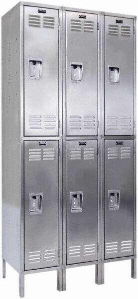 Hallowell - 6 Door, 2 Tier, Stainless Steel Locker - Exact Tool & Supply