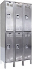 Hallowell - 6 Door, 2 Tier, Stainless Steel Locker - Exact Tool & Supply