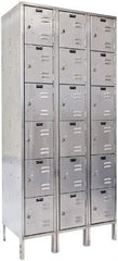 Hallowell - 18 Door, 6 Tier, Stainless Steel Locker - Exact Tool & Supply