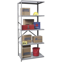 Hallowell - 5 Shelf Add-On Extra Heavy-Duty Open Steel Shelving - 900 Lb Capacity, 48" Wide x 87" High x 18" Deep, Gray - Exact Tool & Supply
