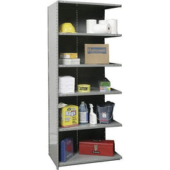 Hallowell - 6 Shelf, 350 Lb. Capacity, Closed Shelving Add-On Unit - 48 Inch Wide x 24 Inch Deep x 87 Inch High, Gray - Exact Tool & Supply
