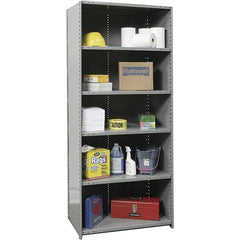 Hallowell - 6 Shelf, 500 Lb. Capacity, Closed Shelving Starter Unit - 36 Inch Wide x 24 Inch Deep x 87 Inch High, Gray - Exact Tool & Supply