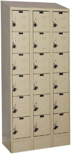 Hallowell - 18 Door, 6 Tier, Ready-Built Wardrobe & Box Lockers - Exact Tool & Supply