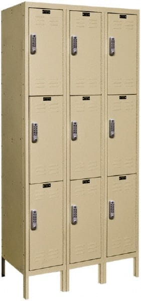 Hallowell - 9 Door, 3 Tier, Electronic Access Lockers - Exact Tool & Supply