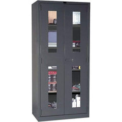 Hallowell - 4 Shelf Locking Storage Cabinet - Steel, 36" Wide x 24" Deep x 78" High, Gray - Exact Tool & Supply