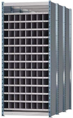 Hallowell - 96 Bin Heavy-Duty Deep Bin Industrial Shelving - 36 Inch Overall Width x 72 Inch Overall Depth x 87 Inch Overall Height, Blue and Platinum Steel Bins - Exact Tool & Supply