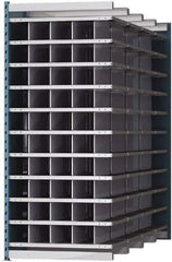 Hallowell - 50 Bin Heavy-Duty Deep Bin Industrial Shelving - 36 Inch Overall Width x 96 Inch Overall Depth x 87 Inch Overall Height, Blue and Platinum Steel Bins - Exact Tool & Supply