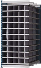 Hallowell - 50 Bin Heavy-Duty Deep Bin Industrial Shelving - 36 Inch Overall Width x 72 Inch Overall Depth x 87 Inch Overall Height, Blue and Platinum Steel Bins - Exact Tool & Supply