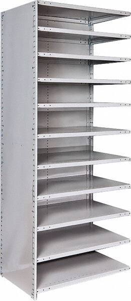 Hallowell - 11 Shelf, 500 Lb. Capacity, Closed Shelving Add-On Unit - 36 Inch Wide x 24 Inch Deep x 87 Inch High, Platinum - Exact Tool & Supply