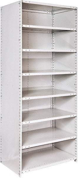Hallowell - 8 Shelf, 500 Lb. Capacity, Closed Shelving Starter Unit - 36 Inch Wide x 24 Inch Deep x 87 Inch High, Platinum - Exact Tool & Supply