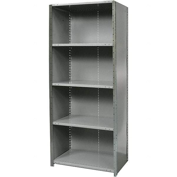 Hallowell - 5 Shelf, 900 Lb. Capacity, Free Standing Closed Shelving - 48 Inch Wide x 18 Inch Deep x 87 Inch High, Gray - Exact Tool & Supply
