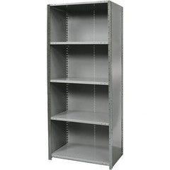Hallowell - 5 Shelf, 400 Lb. Capacity, Free Standing Closed Shelving - 48 Inch Wide x 12 Inch Deep x 87 Inch High, Gray - Exact Tool & Supply