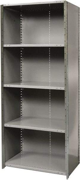 Hallowell - 5 Shelf, 800 Lb. Capacity, Free Standing Closed Shelving - 36 Inch Wide x 24 Inch Deep x 87 Inch High, Gray - Exact Tool & Supply