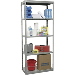 Hallowell - 5 Shelf Starter Heavy-Duty Open Steel Shelving - 450 Lb Capacity, 48" Wide x 87" High x 18" Deep, Gray - Exact Tool & Supply