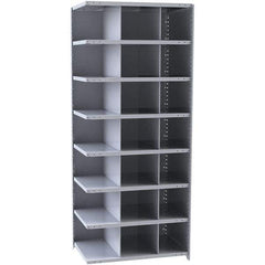 Hallowell - 21 Bin Closed Industrial Bin Shelving - 36 Inch Overall Width x 12 Inch Overall Depth x 87 Inch Overall Height, Gray Metal Bins - Exact Tool & Supply