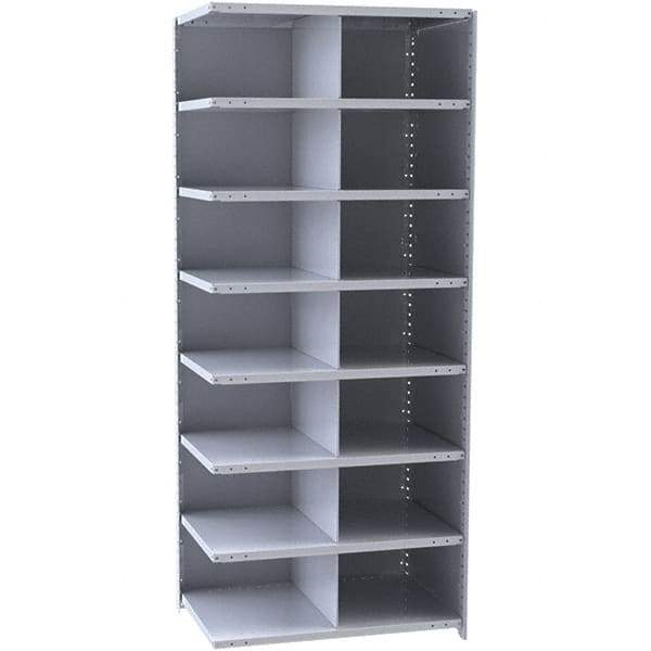 Hallowell - 14 Bin Closed Industrial Bin Shelving - 36 Inch Overall Width x 18 Inch Overall Depth x 87 Inch Overall Height, Gray Metal Bins - Exact Tool & Supply