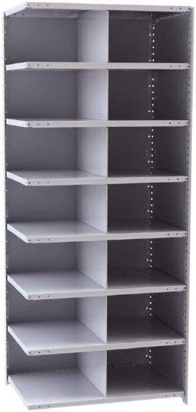 Hallowell - 14 Bin Closed Industrial Bin Shelving - 36 Inch Overall Width x 24 Inch Overall Depth x 87 Inch Overall Height, Gray Metal Bins - Exact Tool & Supply