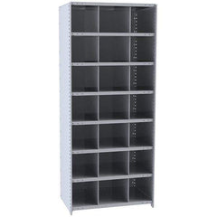 Hallowell - 21 Bin Closed Industrial Bin Shelving - 36 Inch Overall Width x 18 Inch Overall Depth x 87 Inch Overall Height, Gray Metal Bins - Exact Tool & Supply