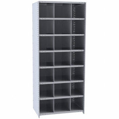 Hallowell - 21 Bin Closed Industrial Bin Shelving - 36 Inch Overall Width x 12 Inch Overall Depth x 87 Inch Overall Height, Gray Metal Bins - Exact Tool & Supply