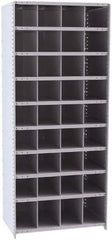Hallowell - 36 Bin Closed Industrial Bin Shelving - 36 Inch Overall Width x 24 Inch Overall Depth x 87 Inch Overall Height, Gray Metal Bins - Exact Tool & Supply
