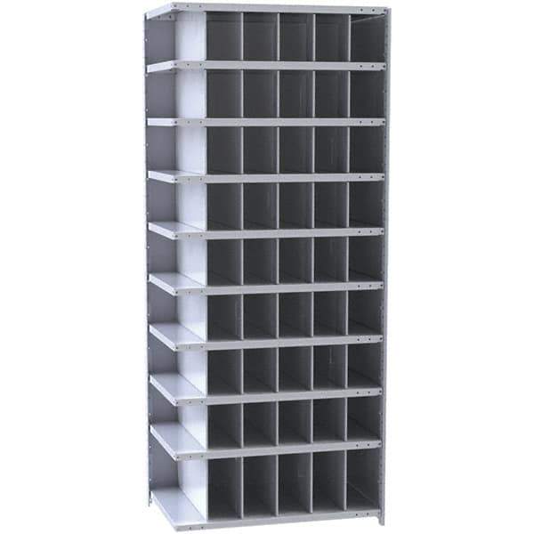Hallowell - 54 Bin Closed Industrial Bin Shelving - 36 Inch Overall Width x 18 Inch Overall Depth x 87 Inch Overall Height, Gray Metal Bins - Exact Tool & Supply