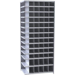 Hallowell - 78 Bin Closed Industrial Bin Shelving - 36 Inch Overall Width x 12 Inch Overall Depth x 87 Inch Overall Height, Gray Metal Bins - Exact Tool & Supply