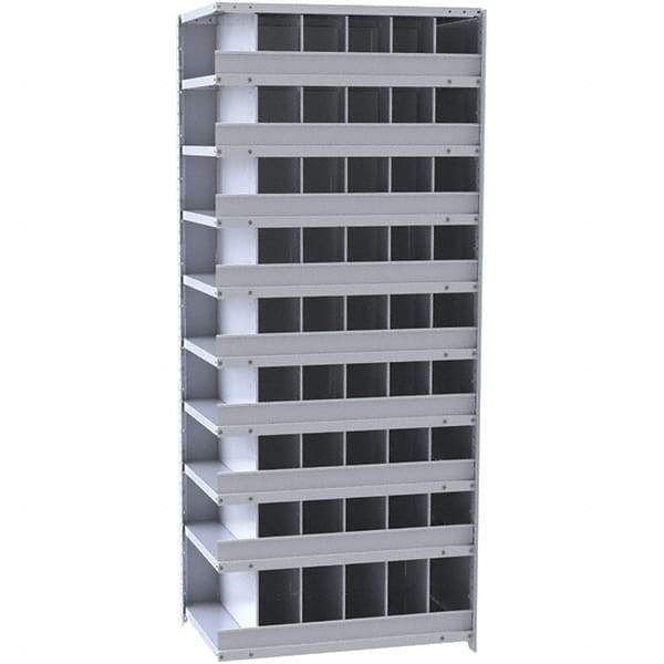 Hallowell - 54 Bin Closed Industrial Bin Shelving - 36 Inch Overall Width x 18 Inch Overall Depth x 87 Inch Overall Height, Gray Metal Bins - Exact Tool & Supply