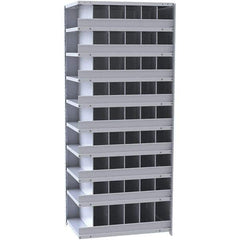 Hallowell - 54 Bin Closed Industrial Bin Shelving - 36 Inch Overall Width x 18 Inch Overall Depth x 87 Inch Overall Height, Gray Metal Bins - Exact Tool & Supply