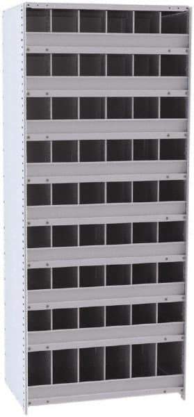 Hallowell - 54 Bin Closed Industrial Bin Shelving - 36 Inch Overall Width x 24 Inch Overall Depth x 87 Inch Overall Height, Gray Metal Bins - Exact Tool & Supply