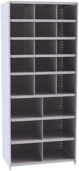 Hallowell - 21 Bin Closed Industrial Bin Shelving - 36 Inch Overall Width x 24 Inch Overall Depth x 87 Inch Overall Height, Gray Metal Bins - Exact Tool & Supply