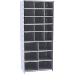 Hallowell - 21 Bin Closed Industrial Bin Shelving - 36 Inch Overall Width x 12 Inch Overall Depth x 87 Inch Overall Height, Gray Metal Bins - Exact Tool & Supply