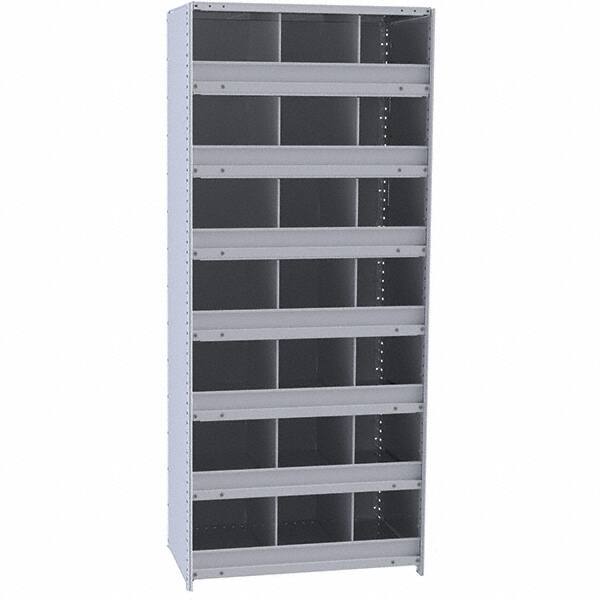 Hallowell - 21 Bin Closed Industrial Bin Shelving - 36 Inch Overall Width x 18 Inch Overall Depth x 87 Inch Overall Height, Gray Metal Bins - Exact Tool & Supply
