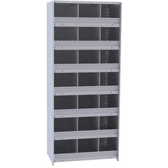 Hallowell - 21 Bin Closed Industrial Bin Shelving - 36 Inch Overall Width x 12 Inch Overall Depth x 87 Inch Overall Height, Gray Metal Bins - Exact Tool & Supply