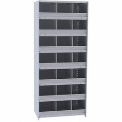 Hallowell - 21 Bin Closed Industrial Bin Shelving - 36 Inch Overall Width x 18 Inch Overall Depth x 87 Inch Overall Height, Gray Metal Bins - Exact Tool & Supply