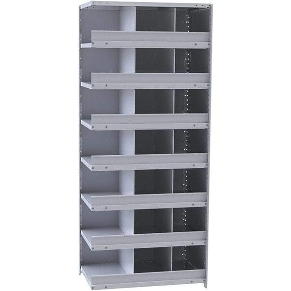 Hallowell - 21 Bin Closed Industrial Bin Shelving - 36 Inch Overall Width x 18 Inch Overall Depth x 87 Inch Overall Height, Gray Metal Bins - Exact Tool & Supply
